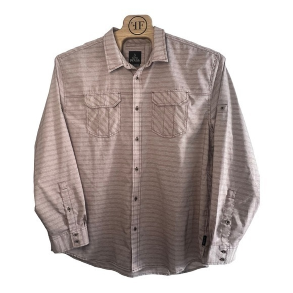 Prana Mens XXL Long Sleeve Mauve Button‎ Up Shirt